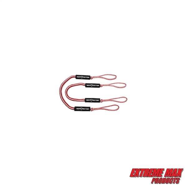 Extreme Max Extreme Max 3006.2732 BoatTector Bungee Dock Line Value 2-Pack - 4', Red/White 3006.2732 - main